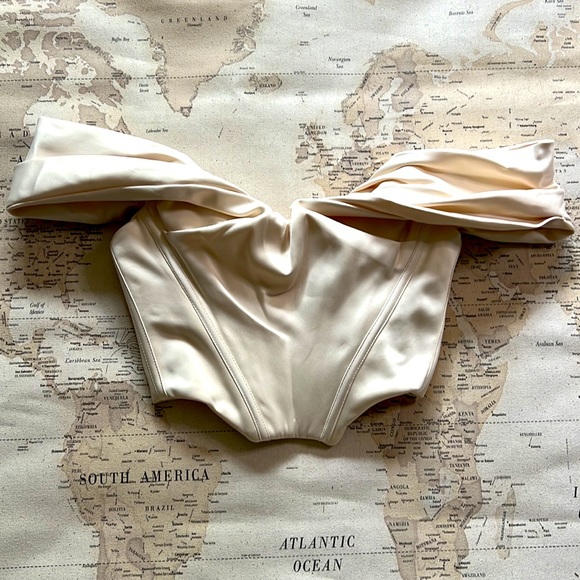 House of CB ‘Silva’ Satin Draped Shoulder Corset Top NWOT - Picture 7 of 13